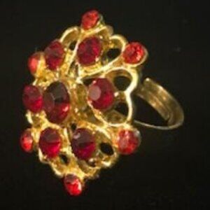 RED Cluster Statement Cocktail Ring Adjustable Fashion Ring Jewelry